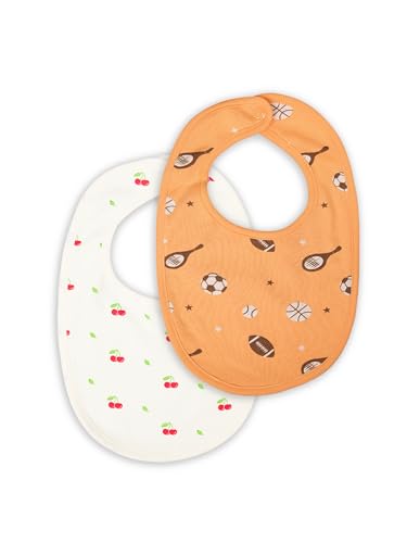 Image of Kidbea Organic Cotton Baby Bib, Adjustable Snap Closure Soft Absorbent Feeding Bibs Apron for Newborns & Infants Child With Cute Prints | Reusable Baby Essential