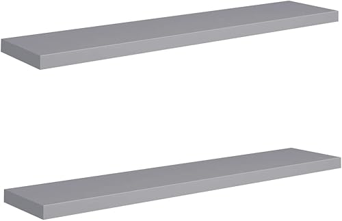 Miniatura 3 de Floating Wall Shelves 2 pcs Gray 47.2"x9.3"x1.5" MDF,Bookshelf Boards Showcase Room Separation Cube Shelf Suitable for Study, Bedroom, Bathroom