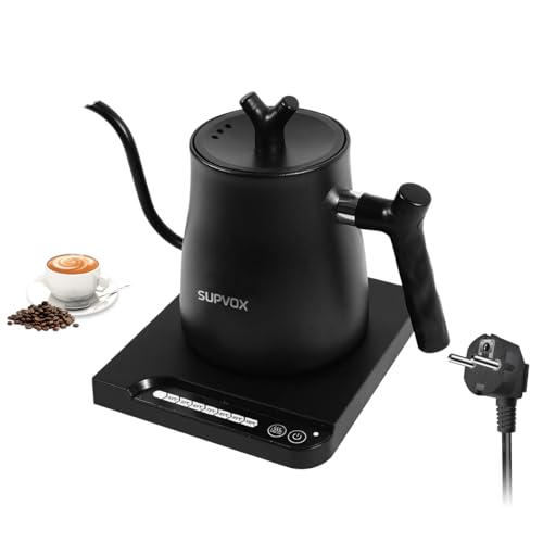 Image of Supvox Gooseneck Electric Kettle for Hot Water Kettle with Temperature Control 1 Liter Hot Water Boiler for Home 1000W gooseneck Kettle with 7 Temperature Button for Pour Over Coffee