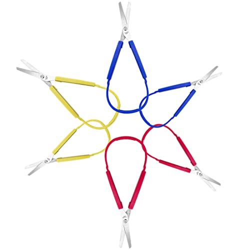 6 Pcs Loop Scissors, 8 inch, Spring Scissors Mini Training Loop Scissors for Special Needs Supplies Children Teen Adult Elderly, Adaptive Design, Right & Lefty Support, Easy-Open Squeeze Handles by CKANDAY - Image 7