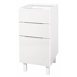 Berlioz Creations CT4BB Unterschrank für Küche mit 3 Schubladen, in weißem Hochglanz, 40 x 52 x 83 cm, 100 Prozent französische Herstellung