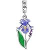 GNOCE Sunflower Pendant Charms 925 Sterling Silver Purple Iris Flower Dangle Charm for Bracelets/NecklaceJewelry Gift For Women Wife Iris Flower
