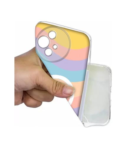 Image of Back Cover for Alcatel V3 Ultra 5G Pastel Rainbow Waves Magnetic Ring Design (Not Magnetic Compatible) | UV Printed Soft TPU Shockproof Back Case for Alcatel V3 Ultra 5G
