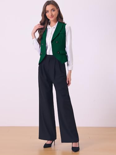 Chaleco blazer sin mangas con doble botonadura clásica Allegra K 2