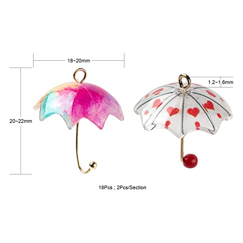 COGCHARGER 18 Pieces 9 Style Umbrella Charms Pendants Acrylic Umbrella Charms Printed Acrylic Pendants Mixed Color for Jewelry Earring Making Accessories - Image 4