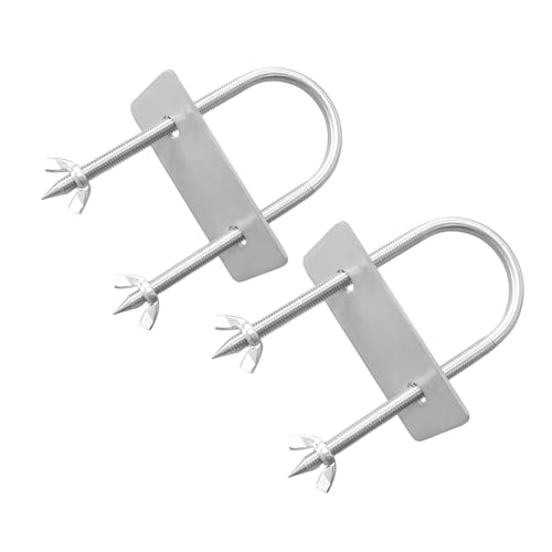 DEWOSEN U-Bolt Fork Stainless Steel 5.5 Inches Long for Pig Spine Trussing Tapered Prongs for Easy Insertion Rotisserie Parts for Whole BBQ Pig, Hog, Lamb Rotisserie Grill Accessories(2 Packs)