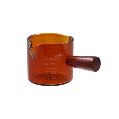 Vaso medidor espresso 2.5 oz con mango de madera miniatura 1