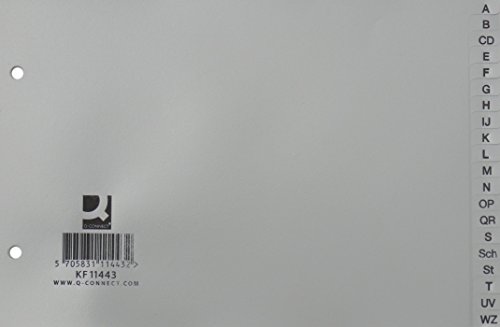 Q-Connect KF11443 Register - A - Z, PP, A5 quer, 20 Blatt, grau Cover