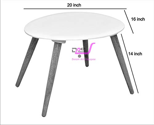 Image of Shoppee Fold-able Oval Shaped Side Table /Tea Coffee Breakfast Table ( Engineered Wood , Natural White)