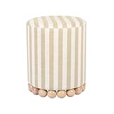 Tov Furniture Dex Beige Striped Linen Ottoman
