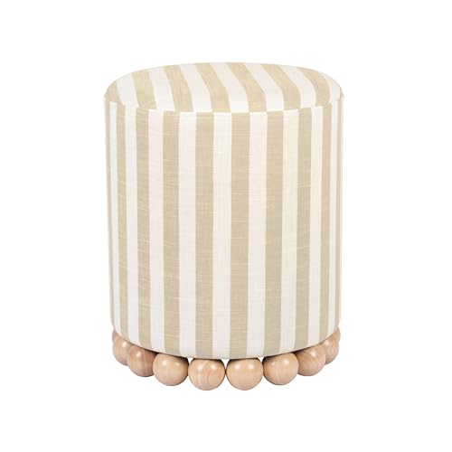 Tov Furniture Dex Beige Striped Linen Ottoman by TOV Furniture - Used condition - US$135.43
