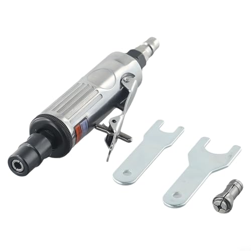 Niceminiwall Kit profesional de amoladora neumática neumática con pinza de 3 mm 20000-23000 RPM, cuerpo de aleación de aluminio, escape trasero, gatillo de seguridad, incluye llaves y adaptador para