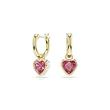 Swarovski Chroma drop earrings, Heart, Red, Gold-tone plated