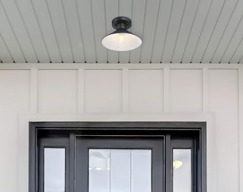 Westinghouse 6112914 Watts Creek 11 Inch Rustic/Arts & Crafts One-Light Outdoor Semi Flush Mount Ceiling Light, Dark Sky Friendly, Textured Black Finish by Westinghouse - Image 3