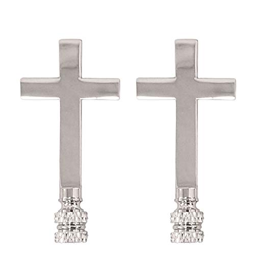 Image of Royal Designs, Inc. Cross Lamp Finial, Large Chrome, Decorative Replacement Finial for Table or Floor Lamps, Set of 2