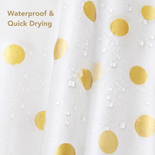 JTMall Gold Shower Curtain with Hooks, 72" x 72", Plastic Shower Curtains Bathroom Decor (GoldDot) - image 6
