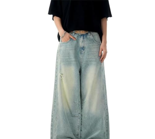 Men Baggy Jeans Washed Distressed Vintage Streetwear Loose Trousers Wide Leg Denim Pants3