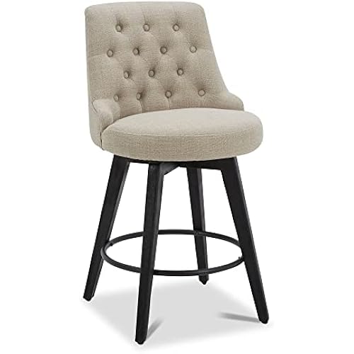 Watson & Whitely Counter Height Bar Stools Swivel Barstools, Fabric Tan