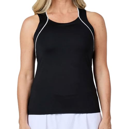 SOFIBELLA Mystic Sunrise 23 Inch Racerback Womens Tennis Tank - Black/M