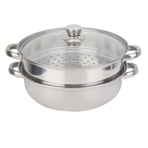 FonHNDG Olla de Vapor de Acero Inoxidable de 27 cm/11 Pulgadas, de 2 Capas, for baño maría, for Sopa y Verduras. para Verduras, Mariscos
