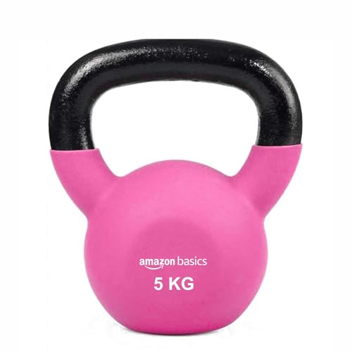 Amazonbasics Neoprene Coated Solid Kettlebell for Gym Exercises, 5 kg (Pink)