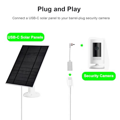 Adaptador USB C a barril panel solar Ring conector cámaras de seguridad 2 piezas 4