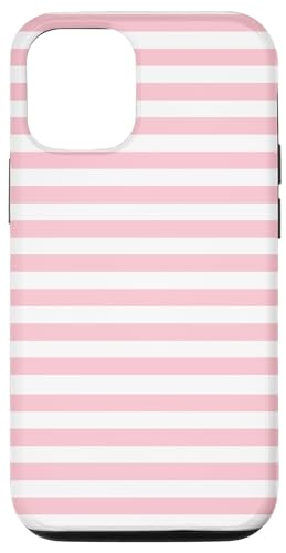 White and Pink Stripes Geometric Horizontal Lines Pattern X}zP[X iPhone 12/12 Pro p