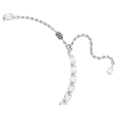 Swarovski Millenia Choker, Weiße, Rhodinierte Halskette mit Strahlenden Kristallen im Oktagon-Schliff