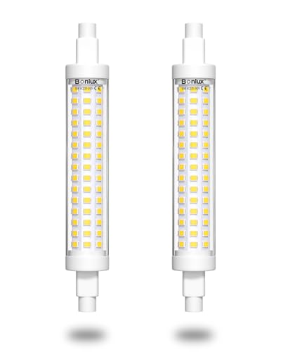 Bonlux 15W No Regulable Bombilla LED R7S Lineal Slim 118MM J118 Blanco Frío 6000K con 1300LM, 360 Grados (2-Unidades)