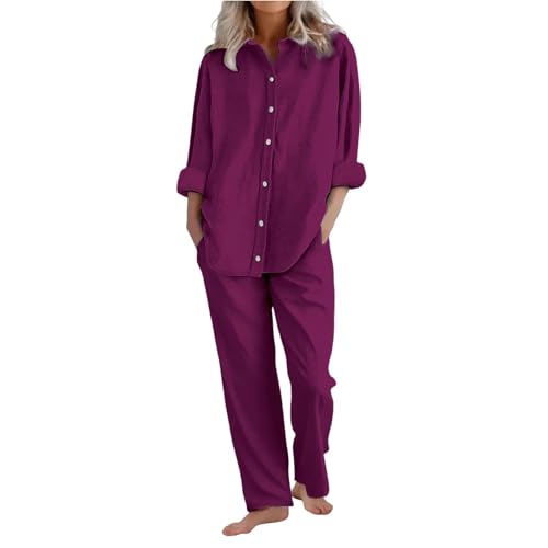 Conjunto de pijama de verano para mujer que evita el calor con su diseño de lino casual