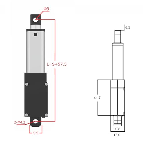 Actuador lineal de 12V de 15kg con motor de escobillas para proyectos de robótica 5