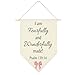 Wzotiy Bible Verse Signs Decorations Christian Nursery Decor I am Fearfully and Wonderfully Made Canvas Hanging Banner Wall Sign for Nursery Kids Room Classroom 16x14Inch Poster2213