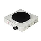 KRYPTON 1000W Single Hot Plate for Table Top Cooking | 150mm Single Solid Ring Hob with Cast Iron Heating Plate, Adjustable Temperature | Lightweight & Portable hob for Home Camping & Caravan Cooking