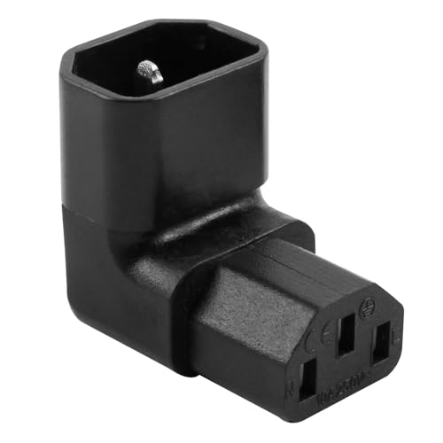 Enchufe IEC C14 a C13 en Ángulo Recto, Cable de Alimentación, Diseño 90 Grados hacia Abajo, 250V 10A, Material PVC, 3 Pines, para PC, Armarios PDU, Impresoras, Ollas y Electrodomésticos