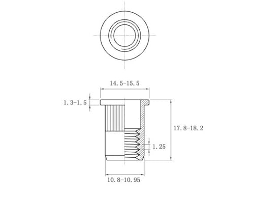 Miniatura 4 de Noldar Tuercas Remachables En Acero Inoxidable Aisi 304 . Remaches Roscados Para M8. Medida 15 X 18 Mm. 50 Unidades