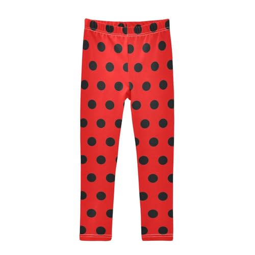 Background Red White Polka Dots Printed Girls Leggings Casual Skinny Pants Dance Yoga Pants for Kids Running Party
