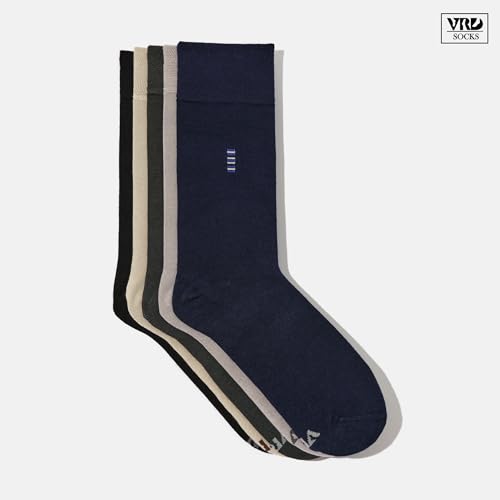 VRD SOCKS Bamboo Men’s Dress Socks, 5 Pairs Argyle Crew Socks, Moisture Wicking, Mens Mid-calf Socks, Mens Socks Size 8-13