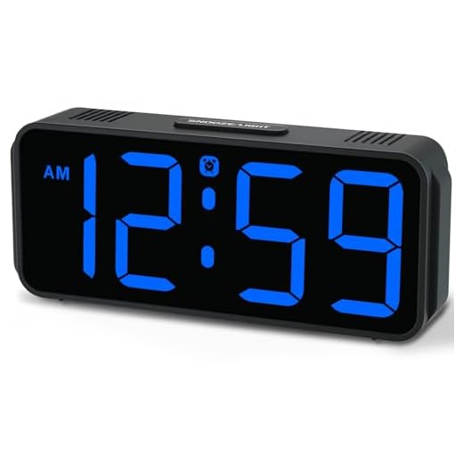 Peakeep Small Digital Alarm Clock Plug in for Bedrooms Bedside, Tiny Electric Clock Large Big Numbers Display with Battery Backup for Desk Table, 6 Dimmers, 5 Adjustable Alarm Volumes (Blue)