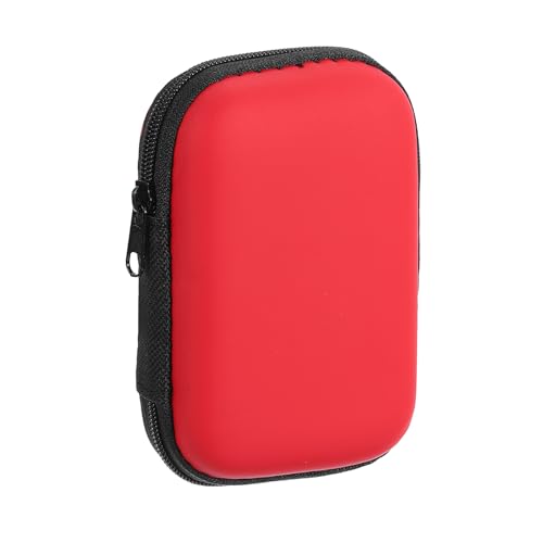 sourcing map Earbuds Cases, Wired Earphone Case Holder, EVA Ear Buds Case Zipper Organizer Small with Mesh Pocket for USB Cable, Earphones, Red