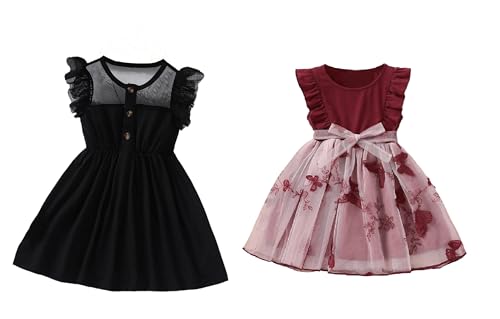 Image of TAGAS Girls Embroidery Pattern Cap Sleeve A-line Knee-Length Dress