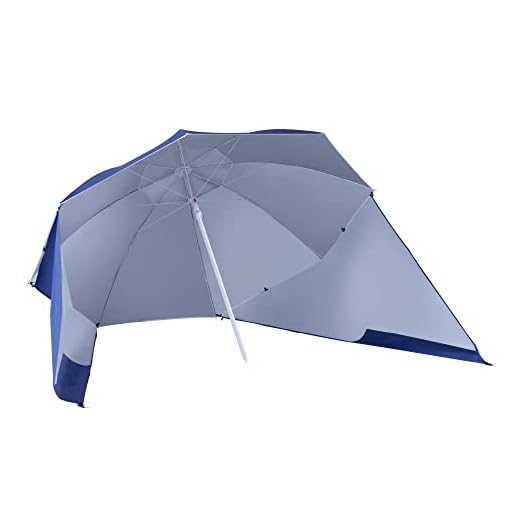 Outsunny Sombrilla de Playa con Paneles Laterales Tipo Tienda Parasol para Protección de Rayos UV Φ210x222cm Azul