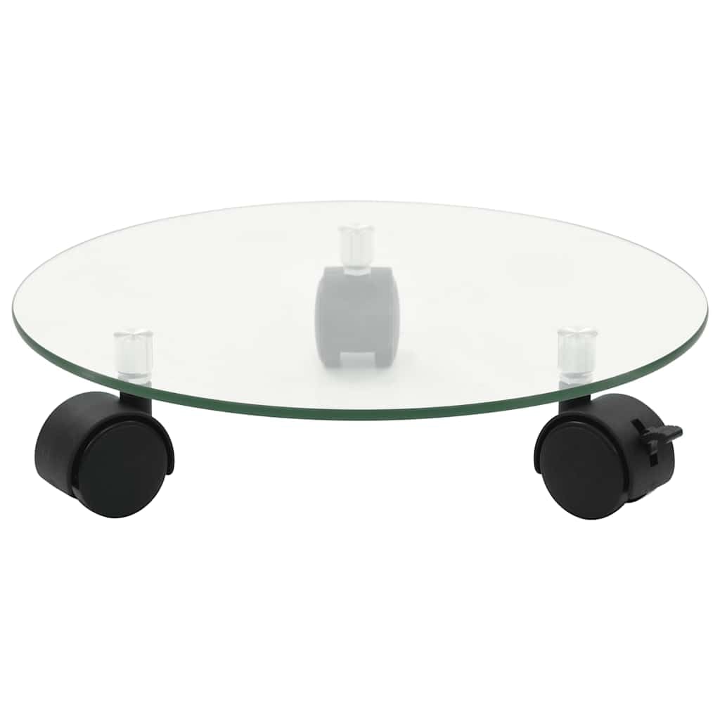 vidaXL Roulettes pour Plantes, Lot de 2, Verre Trempé, 28 cm Rond, Support à Roulettes avec Roulette Pivotante 360° et Frein, Déplace-Plante, Porte-Pot, Accessoire Intérieur et Extérieur