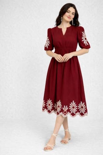 Image of JULEE Women's Rayon Embroidered Dress Butta Dress-BAC