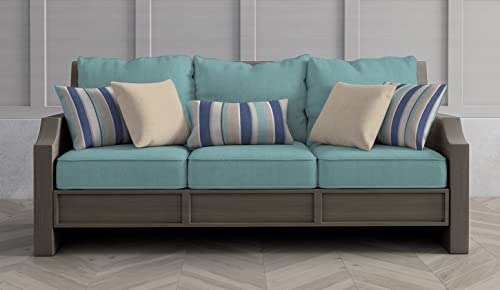 Honeycomb Outdoor Textured Solid Coastal Blue Deep Seating Patio Cushion Set: Resilient Foam Filling, Weather Resistant, Stylish Set, Seat: 24" W X 23" D X 6.5” T; Back: 27" W X 24” L #TOP2