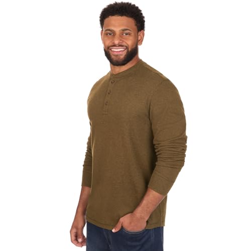 Coleman Long Sleeve Brushed Back Stretch Twill Double Knit Henley Shirt with Textured Fabric Detail3