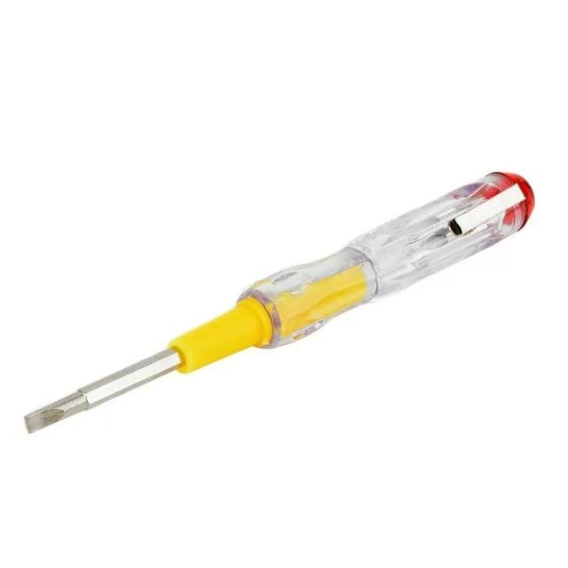 Image of Yellow Intelligent Voltage Tester Pen Contact Voltage Tester Screwdriver Induction Power Detector Pen Electric Test Pen Screwdriver AC 100-500V Electrical