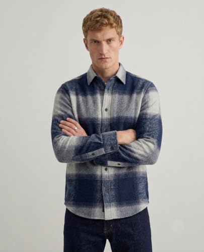 Image of DEELMO Men's Cotton Blend Printed Checkered Casual Shirt | Full Sleeve Button Down Regular Fit Collared Shirt | Soft & Breathable Everyday Wear for Office (Available in Plus Size)