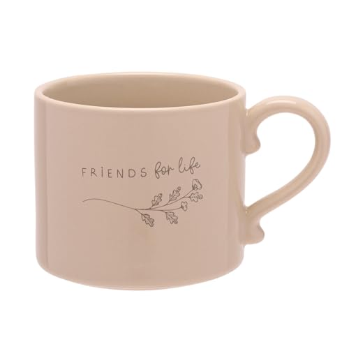 Widdop Moments Friends for Life Mug - Ceramic Stoneware Mug - Fawn Colour - Coffee Mug Tea Hot Drinks - Approx 350ml - Gift for Loved One Birthday Present