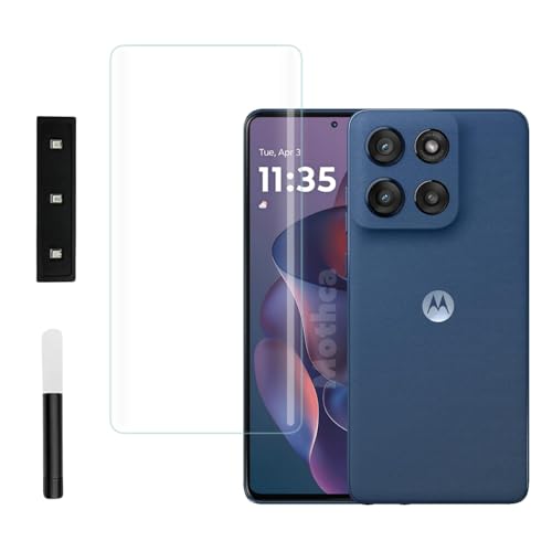 Image of Mothca Premium UV Tempered Glass Screen Protector For Moto Edge 60 /60 Pro (Pack of 1) Full Adhesive UV Curved Screen Guard, Case Friendly with Installation Kit