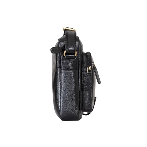 Image of Premium Genuine Leather Messenger Sling Bag for Men & Women - Multipurpose Crossbody Bag with Adjustable Strap & Multiple Pockets for Travel, Office, Work, College & Daily Use